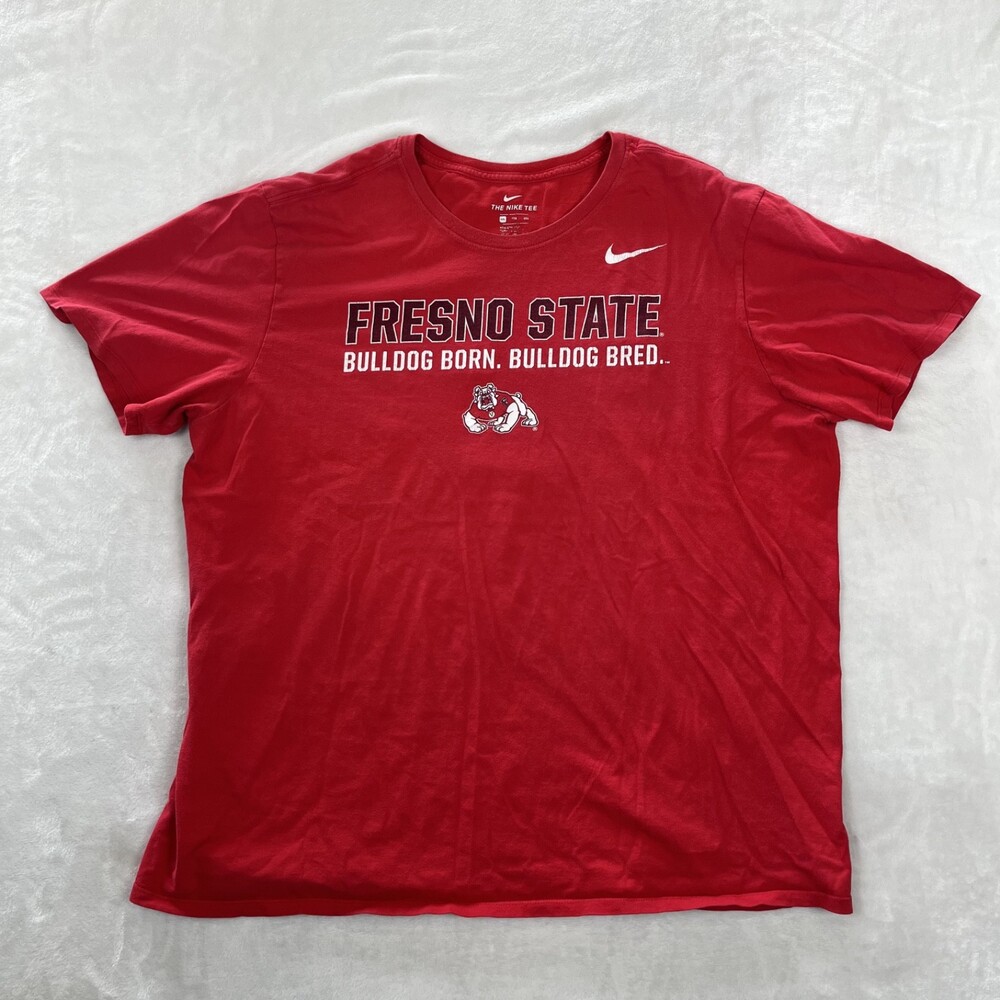 Nike Fresno State Bulldogs T-Shirt Size 2XL Red Y2K "Bulldog Born Bulldog Bred"